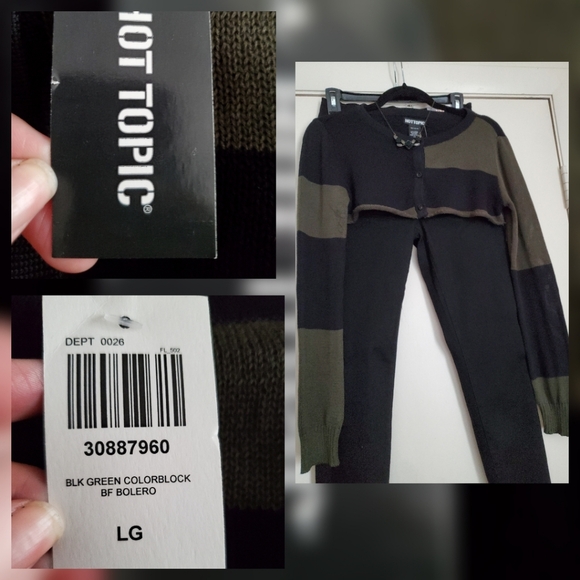 *NWT* Hot Topic's Black and Green Colorblock Bolero - Picture 16 of 16
